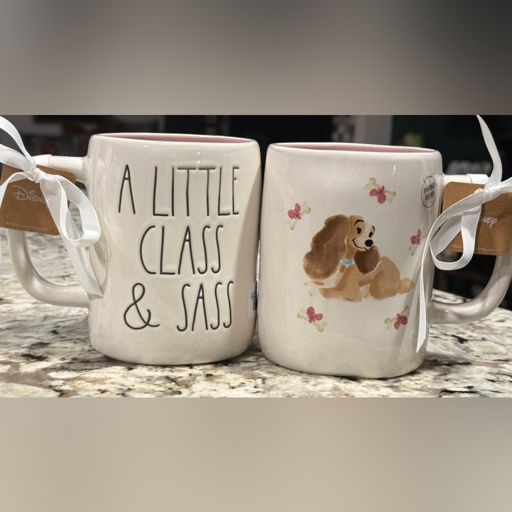 Disney × Rae Dunn Lady "A Little Class & Sass" 2 Sided Mug with Pink Interior